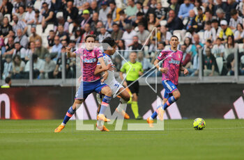 2023-05-03 - Youssef Maleh of Us Lecce and Nicolo Fagioli of Juventus during the Italian Serie A, football match between Juventus Fc and Us Lecce, on 03 May 2023 at Allianz stadium, Turin Italy. Photo Nderim Kaceli - JUVENTUS FC VS US LECCE - ITALIAN SERIE A - SOCCER