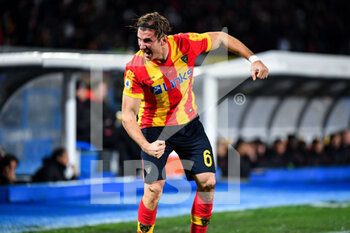 2023-01-14 - Federico Baschirotto, defender of Lecce, celebrates his goal during the Italian championship Serie A football match between US Lecce and AC Milan on January 14, 2023 at Via del Mare stadium in Lecce, Italy - FOOTBALL - ITALIAN CHAMP - LECCE V AC MILAN - ITALIAN SERIE A - SOCCER