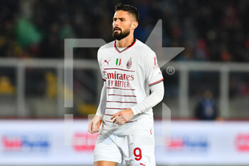 2023-01-14 - Olivier Giroud, striker of Milan, during the Italian championship Serie A football match between US Lecce and AC Milan on January 14, 2023 at Via del Mare stadium in Lecce, Italy - FOOTBALL - ITALIAN CHAMP - LECCE V AC MILAN - ITALIAN SERIE A - SOCCER