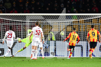 2023-01-14 - Federico Baschirotto, defender of Lecce, scores for 2-0 during the Italian championship Serie A football match between US Lecce and AC Milan on January 14, 2023 at Via del Mare stadium in Lecce, Italy - FOOTBALL - ITALIAN CHAMP - LECCE V AC MILAN - ITALIAN SERIE A - SOCCER