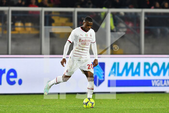 2023-01-14 - Pierre Kalulu, defender of Milan, during the Italian championship Serie A football match between US Lecce and AC Milan on January 14, 2023 at Via del Mare stadium in Lecce, Italy - FOOTBALL - ITALIAN CHAMP - LECCE V AC MILAN - ITALIAN SERIE A - SOCCER