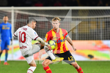 2023-01-14 - Morten Hjulmand, midfielder of Lecce, during the Italian championship Serie A football match between US Lecce and AC Milan on January 14, 2023 at Via del Mare stadium in Lecce, Italy - FOOTBALL - ITALIAN CHAMP - LECCE V AC MILAN - ITALIAN SERIE A - SOCCER
