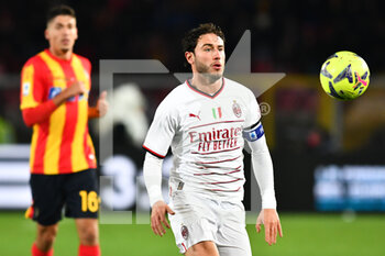 2023-01-14 - Davide Calabria, defender of Milan, during the Italian championship Serie A football match between US Lecce and AC Milan on January 14, 2023 at Via del Mare stadium in Lecce, Italy - FOOTBALL - ITALIAN CHAMP - LECCE V AC MILAN - ITALIAN SERIE A - SOCCER