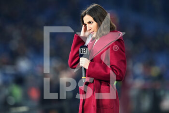 2023-01-15 - Federica Zille journalist and television presenter of DAZN during the Italian championship Serie A football match between AS Roma and ACF Fiorentina on January 15, 2023 at Stadio Olimpico in Rome, Italy - FOOTBALL - ITALIAN CHAMP - AS ROMA V FIORENTINA - ITALIAN SERIE A - SOCCER