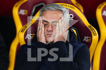 2023-01-15 - Jose' Mourinho of Roma during the Italian championship Serie A football match between AS Roma and ACF Fiorentina on January 15, 2023 at Stadio Olimpico in Rome, Italy - FOOTBALL - ITALIAN CHAMP - AS ROMA V FIORENTINA - ITALIAN SERIE A - SOCCER