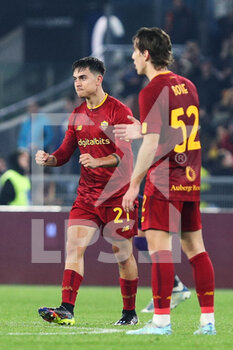 2023-01-15 - Paulo Dybala of Roma celebrates after scoring 1-0 goal during the Italian championship Serie A football match between AS Roma and ACF Fiorentina on January 15, 2023 at Stadio Olimpico in Rome, Italy - FOOTBALL - ITALIAN CHAMP - AS ROMA V FIORENTINA - ITALIAN SERIE A - SOCCER