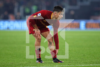 2023-01-15 - Paulo Dybala of Roma reacts during the Italian championship Serie A football match between AS Roma and ACF Fiorentina on January 15, 2023 at Stadio Olimpico in Rome, Italy - FOOTBALL - ITALIAN CHAMP - AS ROMA V FIORENTINA - ITALIAN SERIE A - SOCCER