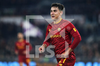 2023-01-15 - Paulo Dybala of Roma celebrates after scoring 2-0 goal during the Italian championship Serie A football match between AS Roma and ACF Fiorentina on January 15, 2023 at Stadio Olimpico in Rome, Italy - FOOTBALL - ITALIAN CHAMP - AS ROMA V FIORENTINA - ITALIAN SERIE A - SOCCER