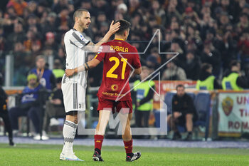 05/03/2023 - Leonardo Bonucci of Juventus (L) congratulate Paulo Dybala of Roma (R) during the Italian championship Serie A football match between AS Roma and Juventus FC on March 5, 2023 at Stadio Olimpico in Rome, Italy - FOOTBALL - ITALIAN CHAMP - ROMA V JUVENTUS - SERIE A - CALCIO
