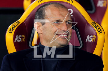 2023-03-05 - Massimiliano Allegri head coach of Juventus smiles during the Italian championship Serie A football match between AS Roma and Juventus FC on March 5, 2023 at Stadio Olimpico in Rome, Italy - FOOTBALL - ITALIAN CHAMP - ROMA V JUVENTUS - ITALIAN SERIE A - SOCCER