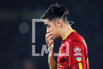2023-03-05 - Paulo Dybala of Roma reacts during the Italian championship Serie A football match between AS Roma and Juventus FC on March 5, 2023 at Stadio Olimpico in Rome, Italy - FOOTBALL - ITALIAN CHAMP - ROMA V JUVENTUS - ITALIAN SERIE A - SOCCER