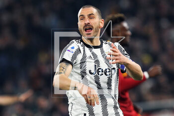 2023-03-05 - Leonardo Bonucci of Juventus reacts during the Italian championship Serie A football match between AS Roma and Juventus FC on March 5, 2023 at Stadio Olimpico in Rome, Italy - FOOTBALL - ITALIAN CHAMP - ROMA V JUVENTUS - ITALIAN SERIE A - SOCCER