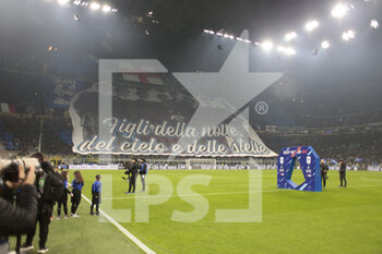 2023-03-19 - Inter fans coreography during the Italian Serie A football match between Fc Internazionale and Juventus Fc, on 19 March 2023 at Stadio Giuseppe Meazza, San Siro, Milan, Italy. Photo Nderim Kaceli - INTER - FC INTERNAZIONALE VS JUVENTUS FC - ITALIAN SERIE A - SOCCER