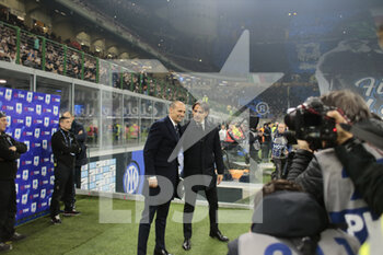 2023-03-19 - Massimiliano Allegri, Manager of Juventus and Simone Inzaghi, Manager of FC Internazionale during the Italian Serie A football match between Fc Internazionale and Juventus Fc, on 19 March 2023 at Stadio Giuseppe Meazza, San Siro, Milan, Italy. Photo Nderim Kaceli - INTER - FC INTERNAZIONALE VS JUVENTUS FC - ITALIAN SERIE A - SOCCER