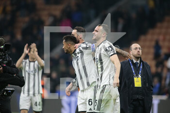 2023-03-19 - Danilo of Juventus with Federico Gatti of Juventus during the Italian Serie A football match between Fc Internazionale and Juventus Fc, on 19 March 2023 at Stadio Giuseppe Meazza, San Siro, Milan, Italy. Photo Nderim Kaceli - INTER - FC INTERNAZIONALE VS JUVENTUS FC - ITALIAN SERIE A - SOCCER