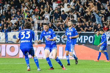 2023-05-04 - Empoli’s Nicolo Cambiaghi celebrates with teammates after scoring the 3-0 goal - EMPOLI FC VS BOLOGNA FC - ITALIAN SERIE A - SOCCER