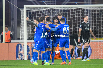 2023-05-22 - Empoli's Sebastiano Luperto celebrates with teammates after scoring the 2-0 goal - EMPOLI FC VS JUVENTUS FC - ITALIAN SERIE A - SOCCER