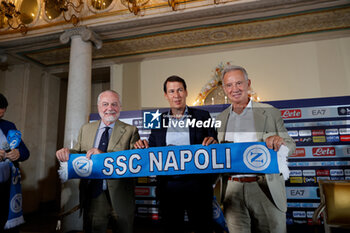 2023-06-19 - Rudy Garcia, Aurelio De Laurentiis owner of SSC Napoliand Sylvain Bellenger - PRESENTATION OF THE NEW NAPOLI COACH RUDY GARCIA - ITALIAN SERIE A - SOCCER