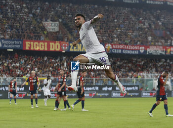 2023-08-19 - Nicolas Gonzalez of Acf Fiorentina celebrating after a goal during the Italian Serie A, football match between Genoa Cfc and Acf Fiorentina on 19 August 2023 at Luigi Ferraris stadium, Genova Italy. Photo Nderim KACELI - GENOA CFC VS ACF FIORENTINA - ITALIAN SERIE A - SOCCER