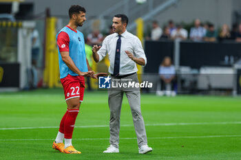 2023-08-19 - Raffaele Palladino Head Coach of AC Monza talks to Pablo Mari of AC Monza during Serie A 2023/24 football match between FC Internazionale and AC Monza at Giuseppe Meazza Stadium, Milan, Italy on August 19, 2023 - INTER - FC INTERNAZIONALE VS AC MONZA - ITALIAN SERIE A - SOCCER