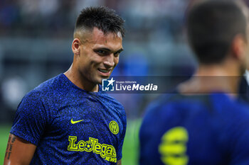 2023-08-19 - Lautaro Martinez of FC Internazionale smiling during Serie A 2023/24 football match between FC Internazionale and AC Monza at Giuseppe Meazza Stadium, Milan, Italy on August 19, 2023 - INTER - FC INTERNAZIONALE VS AC MONZA - ITALIAN SERIE A - SOCCER