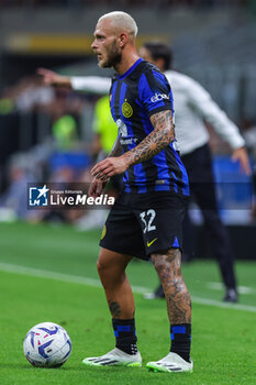 2023-08-19 - Federico Dimarco of FC Internazionale in action during Serie A 2023/24 football match between FC Internazionale and AC Monza at Giuseppe Meazza Stadium, Milan, Italy on August 19, 2023 - INTER - FC INTERNAZIONALE VS AC MONZA - ITALIAN SERIE A - SOCCER