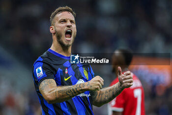 2023-08-19 - Marko Arnautovic of FC Internazionale celebrates during Serie A 2023/24 football match between FC Internazionale and AC Monza at Giuseppe Meazza Stadium, Milan, Italy on August 19, 2023 - INTER - FC INTERNAZIONALE VS AC MONZA - ITALIAN SERIE A - SOCCER