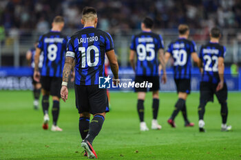 2023-08-19 - Lautaro Martinez of FC Internazionale looks on during Serie A 2023/24 football match between FC Internazionale and AC Monza at Giuseppe Meazza Stadium, Milan, Italy on August 19, 2023 - INTER - FC INTERNAZIONALE VS AC MONZA - ITALIAN SERIE A - SOCCER