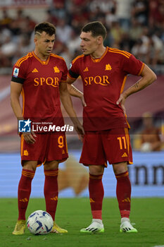 2023-08-20 - Stephan El Shaarawy (AS Roma); Andrea Belotti (AS Roma);  during the Italian Football Championship League A 2023/2024 match between AS Roma vs US Salernitana at the Olimpic Stadium in Rome  on 20 August  2023. - AS ROMA VS US SALERNITANA - ITALIAN SERIE A - SOCCER