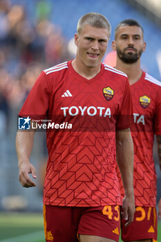 2023-08-20 - Rasmus Kristensen (AS Roma);  during the Italian Football Championship League A 2023/2024 match between AS Roma vs US Salernitana at the Olimpic Stadium in Rome  on 20 August  2023. - AS ROMA VS US SALERNITANA - ITALIAN SERIE A - SOCCER