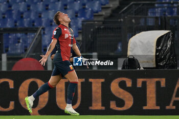 2023-08-27 - Mateo Retegui (Genoa CFC); celebrates after scoring the goal 0-1 during the Italian Football Championship League A 2023/2024 match between SS Lazio vs Genoa CFC at the Olimpic Stadium in Rome on 27 August 2023. - SS LAZIO VS GENOA CFC - ITALIAN SERIE A - SOCCER