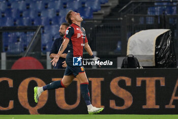 2023-08-27 - Mateo Retegui (Genoa CFC); celebrates after scoring the goal 0-1 during the Italian Football Championship League A 2023/2024 match between SS Lazio vs Genoa CFC at the Olimpic Stadium in Rome on 27 August 2023. - SS LAZIO VS GENOA CFC - ITALIAN SERIE A - SOCCER