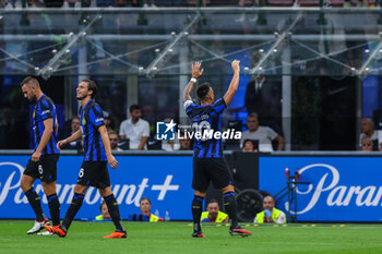 2023-09-03 - Lautaro Martinez of FC Internazionale celebrates after scoring a goal during Serie A 2023/24 football match between FC Internazionale and ACF Fiorentina at Giuseppe Meazza Stadium, Milan, Italy on September 03, 2023 - INTER - FC INTERNAZIONALE VS ACF FIORENTINA - ITALIAN SERIE A - SOCCER