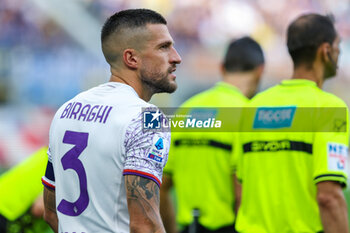 2023-09-03 - Cristiano Biraghi of ACF Fiorentina looks on during Serie A 2023/24 football match between FC Internazionale and ACF Fiorentina at Giuseppe Meazza Stadium, Milan, Italy on September 03, 2023 - INTER - FC INTERNAZIONALE VS ACF FIORENTINA - ITALIAN SERIE A - SOCCER