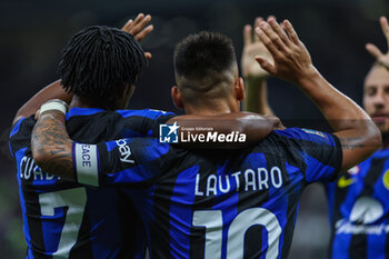2023-09-03 - Lautaro Martinez of FC Internazionale celebrates after scoring a goal with Juan Cuadrado of FC Internazionale during Serie A 2023/24 football match between FC Internazionale and ACF Fiorentina at Giuseppe Meazza Stadium, Milan, Italy on September 03, 2023 - INTER - FC INTERNAZIONALE VS ACF FIORENTINA - ITALIAN SERIE A - SOCCER