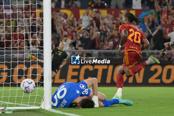2023-09-17 - Renato Sanches (AS Roma); celebrates after scoring the goal 2-0 during the Italian Football Championship League A 2023/2024 match between AS Roma vs Empoli FC at the Olimpic Stadium in Rome  on 17 September  2023. - AS ROMA VS EMPOLI FC - ITALIAN SERIE A - SOCCER