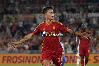2023-09-17 - Paulo Dybala (AS Roma); celebrates after scoring the goal 4-0 during the Italian Football Championship League A 2023/2024 match between AS Roma vs Empoli FC at the Olimpic Stadium in Rome  on 17 September  2023. - AS ROMA VS EMPOLI FC - ITALIAN SERIE A - SOCCER