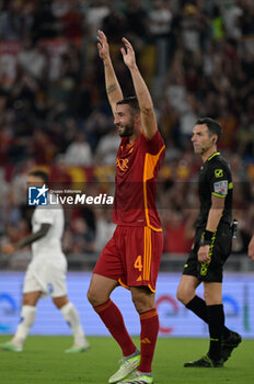 2023-09-17 - Bryan Cristante (AS Roma); celebrates after scoring the goal 5-0 during the Italian Football Championship League A 2023/2024 match between AS Roma vs Empoli FC at the Olimpic Stadium in Rome  on 17 September  2023. - AS ROMA VS EMPOLI FC - ITALIAN SERIE A - SOCCER