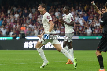 2023-09-18 - Alessandro Buongiorno of Torino FC rejoice after scoring a goal of 0-1 during the Serie A match between US Salernitana 1919 vs Torino FC at Stadio Arechi - US SALERNITANA VS TORINO FC - ITALIAN SERIE A - SOCCER