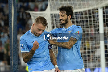 2023-09-23 - Ciro Immobile (SS Lazio); and Luis Alberto (SS Lazio);  celebrates after scoring the goal 1-0 during the Italian Football Championship League A 2023/2024 match between SS Lazio vs AC Monza at the Olimpic Stadium in Rome on 24 September 2023. - SS LAZIO VS AC MONZA - ITALIAN SERIE A - SOCCER