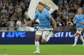 2023-09-23 - Ciro Immobile (SS Lazio); celebrates after scoring the goal 1-0 during the Italian Football Championship League A 2023/2024 match between SS Lazio vs AC Monza at the Olimpic Stadium in Rome on 24 September 2023. - SS LAZIO VS AC MONZA - ITALIAN SERIE A - SOCCER