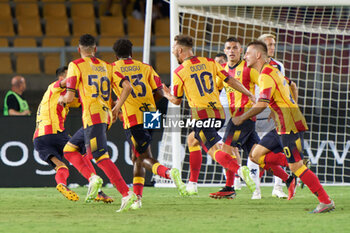 2023-09-22 - Remi Oudin (US Lecce) celebrates after scoring a goal with teammates - US LECCE VS GENOA CFC - ITALIAN SERIE A - SOCCER