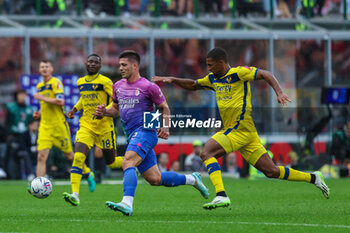 2023-09-23 - Luka Jovic of AC Milan seen in action during Serie A 2023/24 football match between AC Milan and Hellas Verona FC at San Siro Stadium, Milan, Italy on September 23, 2023 - AC MILAN VS HELLAS VERONA FC - ITALIAN SERIE A - SOCCER