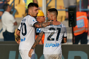 2023-09-30 - Matteo Politano (SSC Napoli) celebrates after scoring a goal with Gianluca Gaetano (SSC Napoli) - US LECCE VS SSC NAPOLI - ITALIAN SERIE A - SOCCER