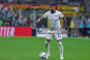 2023-09-30 - Elseid Hysaj of SS Lazio seen in action during Serie A 2023/24 football match between AC Milan and SS Lazio at San Siro Stadium, Milan, Italy on September 30, 2023 - AC MILAN VS SS LAZIO - ITALIAN SERIE A - SOCCER