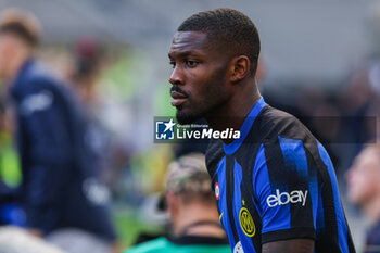 2023-10-07 - Marcus Thuram of FC Internazionale looks on during Serie A 2023/24 football match between FC Internazionale and Bologna FC at Giuseppe Meazza Stadium, Milan, Italy on October 07, 2023 - INTER - FC INTERNAZIONALE VS BOLOGNA FC - ITALIAN SERIE A - SOCCER