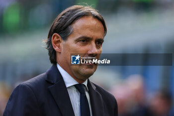2023-10-07 - Simone Inzaghi Head Coach of FC Internazionale looks on during Serie A 2023/24 football match between FC Internazionale and Bologna FC at Giuseppe Meazza Stadium, Milan, Italy on October 07, 2023 - INTER - FC INTERNAZIONALE VS BOLOGNA FC - ITALIAN SERIE A - SOCCER