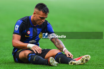 2023-10-07 - Lautaro Martinez of FC Internazionale reacts during Serie A 2023/24 football match between FC Internazionale and Bologna FC at Giuseppe Meazza Stadium, Milan, Italy on October 07, 2023 - INTER - FC INTERNAZIONALE VS BOLOGNA FC - ITALIAN SERIE A - SOCCER