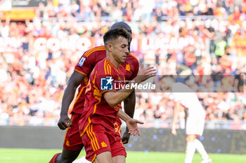 2023-10-22 - Stephan El Shaarawy (AS Roma);celebrates after scoring the goal 1-0 during the Italian Football Championship League A 2023/2024 match between AS Roma vs AC Monza at the Olimpic Stadium in Rome on 22 October  2023. - AS ROMA VS AC MONZA - ITALIAN SERIE A - SOCCER