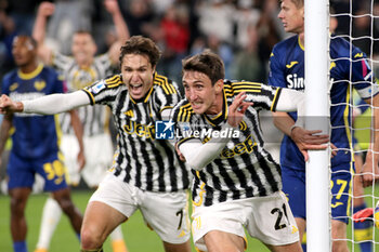 2023-10-28 - Andrea Cambiaso (Juventus FC) celebrates for the goal - JUVENTUS FC VS HELLAS VERONA FC - ITALIAN SERIE A - SOCCER